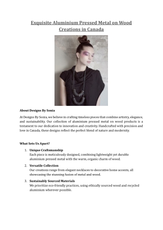 Exquisite Aluminium Pressed Metal on Wood Creations in Canada