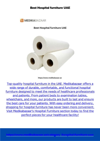 Best Hospital furniture and Consumables Suppliers in UAE