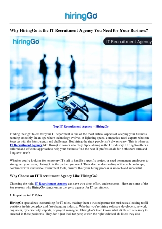 Top IT Recruitment Agency - HiringGo