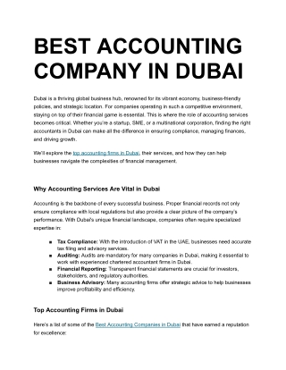 Best Accounting Firm in Dubai