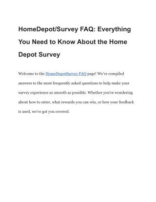 Homedepot – Get a $100 Discount – Home Depot Survey