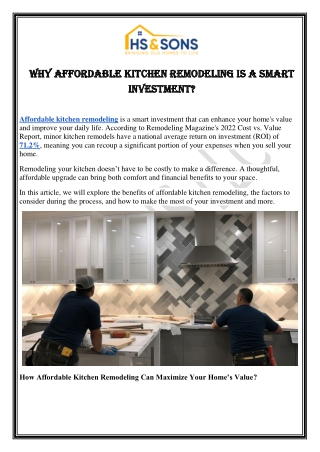 Why Affordable Kitchen Remodeling is a Smart Investment?