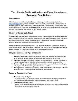The Ultimate Guide to Condensate Pipes_ Importance, Types, and Best Options