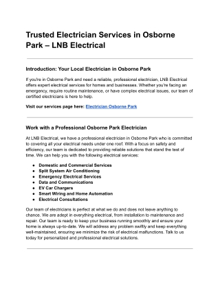 Trusted Electrician Services in Osborne Park – LNB Electrical