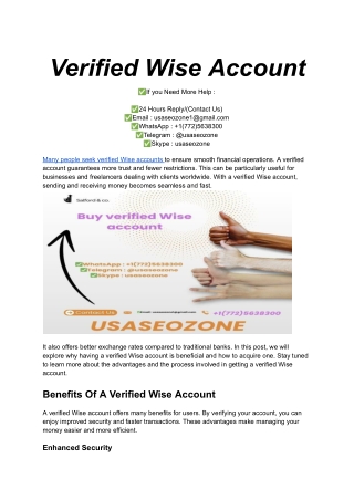 Verified Wise Account