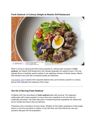 Fresh Seafood_ A Culinary Delight at Atlantic Grill Restaurant