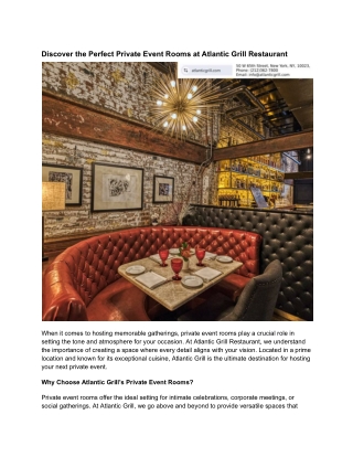 Discover the Perfect Private Event Rooms at Atlantic Grill Restaurant