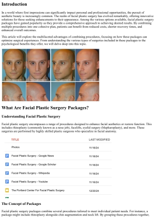 Combining Procedures: The Benefits of Facial Plastic Surgery Packages