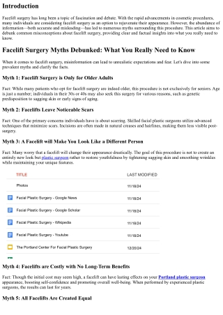Facelift Surgery Myths Debunked: What You Really Need to Know