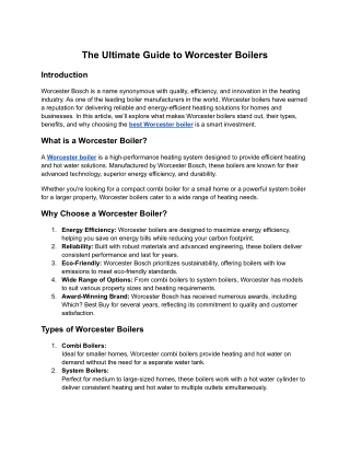 The Ultimate Guide to Worcester Boilers_ Efficiency, Reliability, and Why They’re the Best Choice