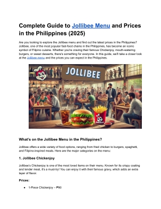 Complete Guide to Jollibee Menu and Prices in the Philippines (2025)