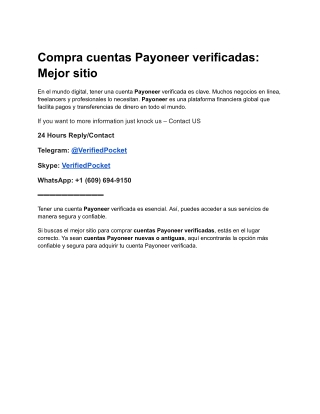 Best Site To Buy Verified payoneer Accounts (Aged or New)