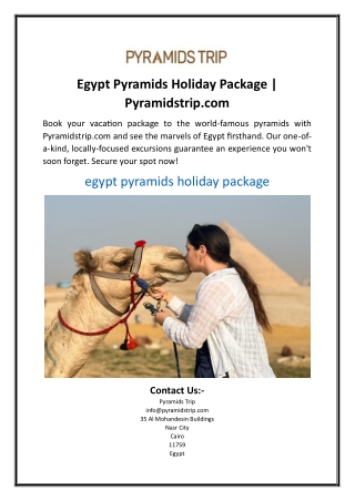 Egypt Pyramids Holiday Package Pyramidstrip