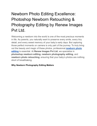 Newborn Photo Editing Excellence: Photoshop Newborn Retouching & Photography Edi
