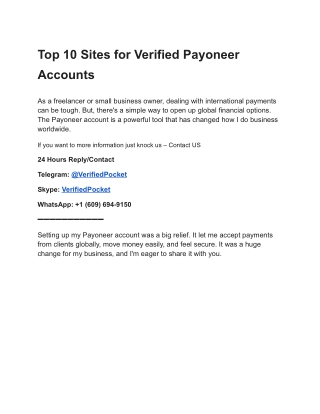 Top 10 Sites for Verified Payoneer Accounts