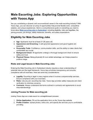 Male Escorting Jobs