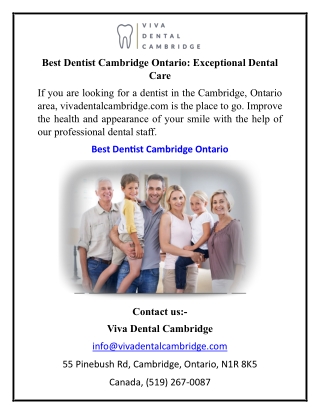 Best Dentist Cambridge Ontario Exceptional Dental Care