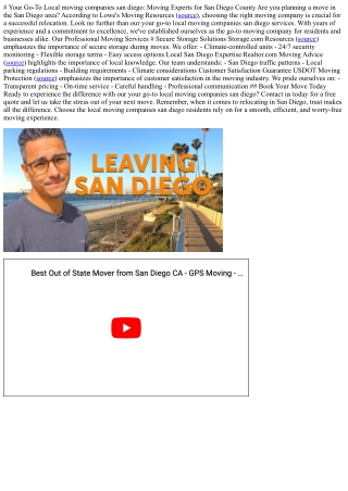 # Your Go-To Local moving companies san diego: Moving Experts for San Diego Coun