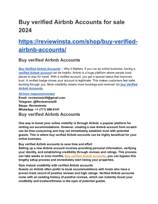 Buy verified Airbnb Accounts for sale 2024