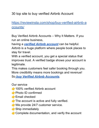 30 top site to buy verified Airbnb Account