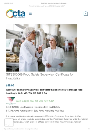 Food Safety Supervisor Course - Get Certified for Safe Food Practices