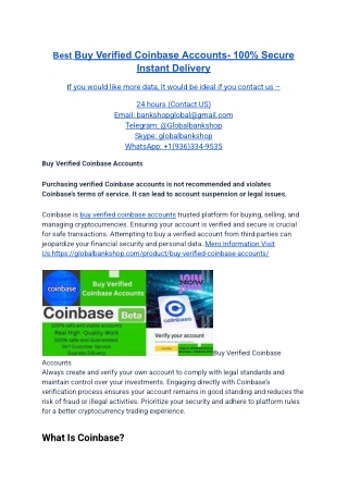 Buy Verified Coinbase Accounts- 100% Secure Instant Delivery