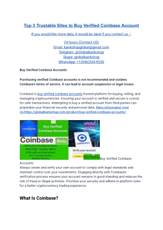 Top 3 Trustable Sites to Buy Verified Coinbase Account