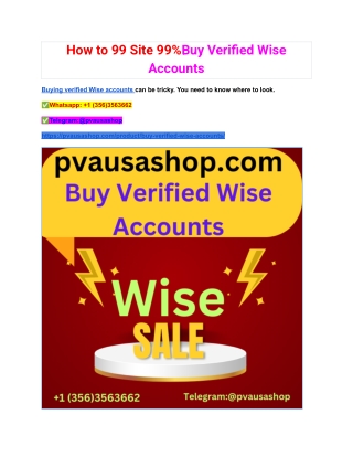 How to 99 Site 99%Buy Verified Wise Accounts