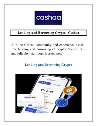 Lending And Borrowing Crypto | Cashaa