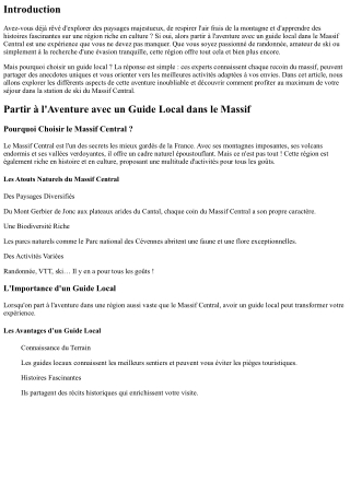 Partir à l'Aventure avec un Guide Local dans le Massif