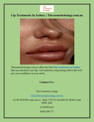 Lip Treatments In Sydney  Thecosmeticlounge.com.au