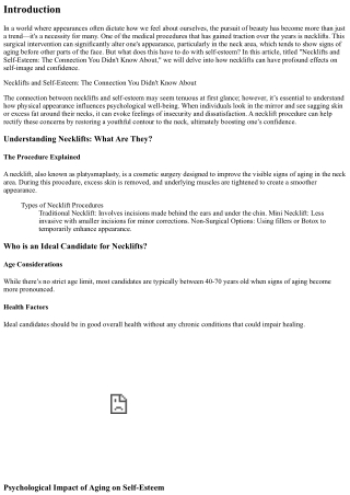 Necklifts and Self-Esteem: The Connection You Didn't Know About