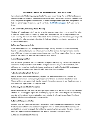 Top 10 Secrets the Best NFL Handicappers Don’t Want You to Know