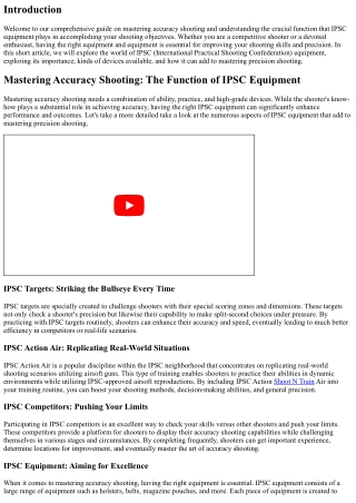 Mastering Accuracy Shooting: The Role of IPSC Equipment