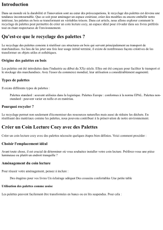 Recyclage de Palettes : Créer un Coin Lecture Cozy