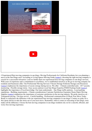 # Experienced Best moving companies in san diego: Moving Professionals for Calif