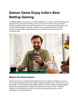 Daman Game Enjoy India’s Best Betting Gaming