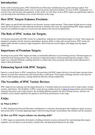 How IPSC Targets Can Enhance Your Shooting Abilities