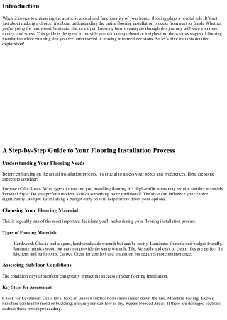 A Step-by-Step Guide to Your Flooring Installation Process