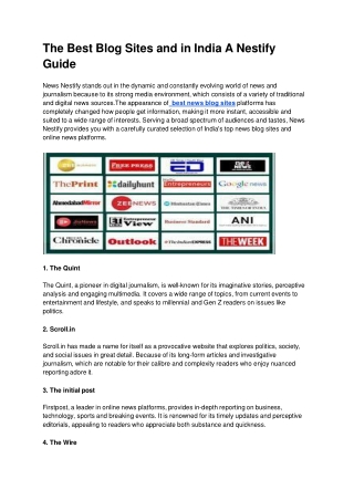 The Best Blog Sites and in India A Nestify Guide