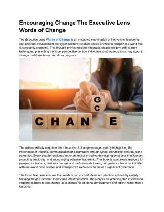 Encouraging Change The Executive Lens Words of Change