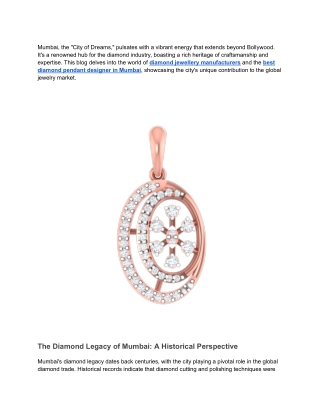 Exploring The World Of Diamond Jewellery Manufacturer In Mumbai