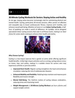 30 Minute Indoor Cycling Workout