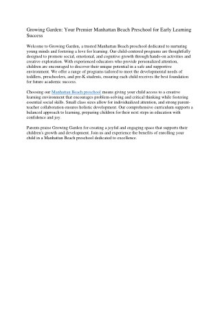 Manhattan Beach PreSchool