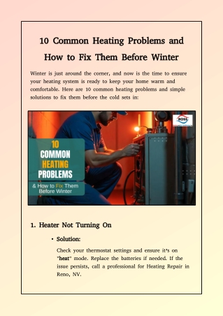10 Common Heating Problems and How to Fix Them Before Winter
