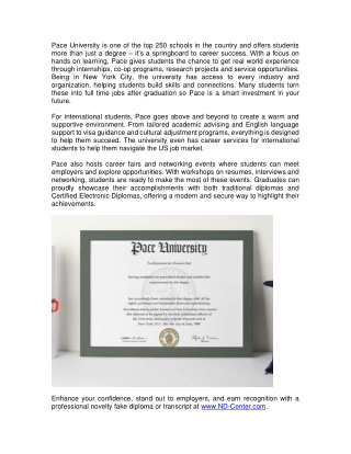 Pace University Fake Diploma Fake Degree