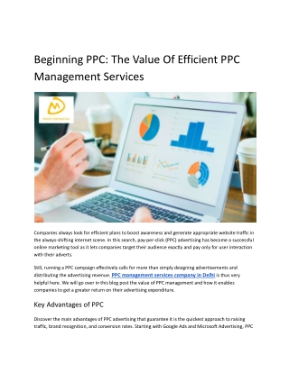 Beginning PPC: The Value Of Efficient PPC Management Services