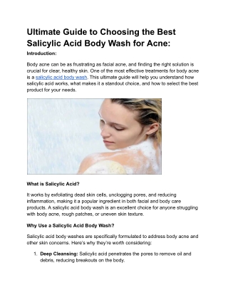 Ultimate Guide to Choosing the Best Salicylic Acid Body Wash for Acne