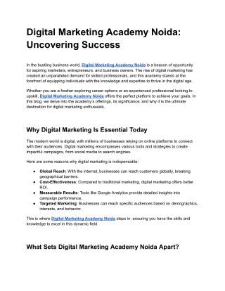 Digital Marketing Academy Noida_ Uncovering Success