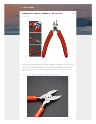 Cutting Pliers: Precision Workmanship Must-Haves | Krishan Brothers